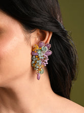 multicolour stone medium size statement earrings